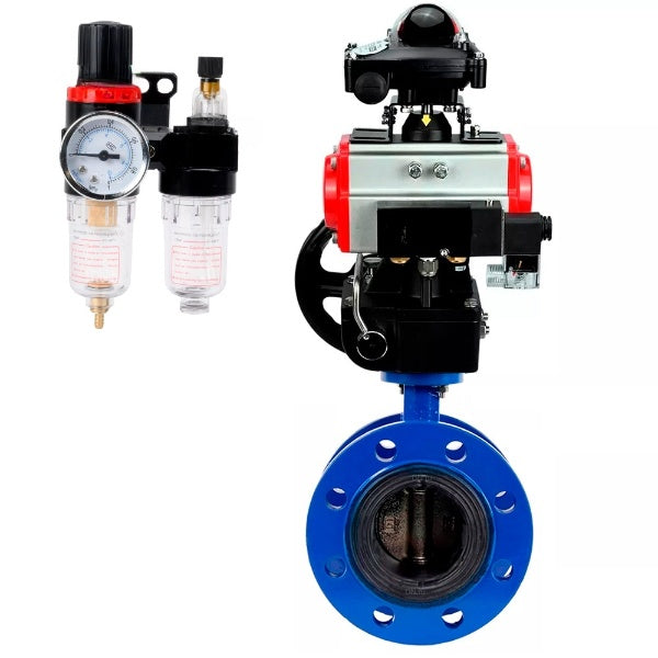 Vanne papillon d'eau Elephant WBV1331E-2W-FH, matériau du corps - Fonte GGG40/EN-GJS-400-15, matériau du disque - Acier inoxydable AISI 304, joint - EPDM, actionneur pneumatique PA-DA double action, 4M310-08 24V, BKV APL-210N, volant MON, BPV AFC2000