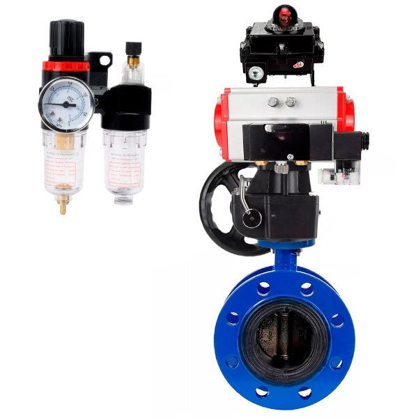 Vanne papillon d'eau Elephant WBV1331E-2W-FH, matériau du corps - Fonte GGG40/EN-GJS-400-15, matériau du disque - Acier inoxydable AISI 304, joint - EPDM, actionneur pneumatique PA-DA double action, 4M310-08 24V, BKV APL-410N EX, volant MON, BPV AFC2000