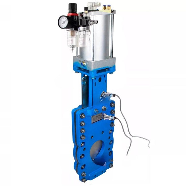 Gate valves Elephant GVKRT3431N-2W-Fb-2P interflanged, body - carbon steel WCB, gate - stainless steel 304, sealing - NBR, with pneumatic actuator, pneumatic valve 4V210-08 24V KUOIN, induction sensors LJ12A3-4-J/EZ and ATU AFC2000