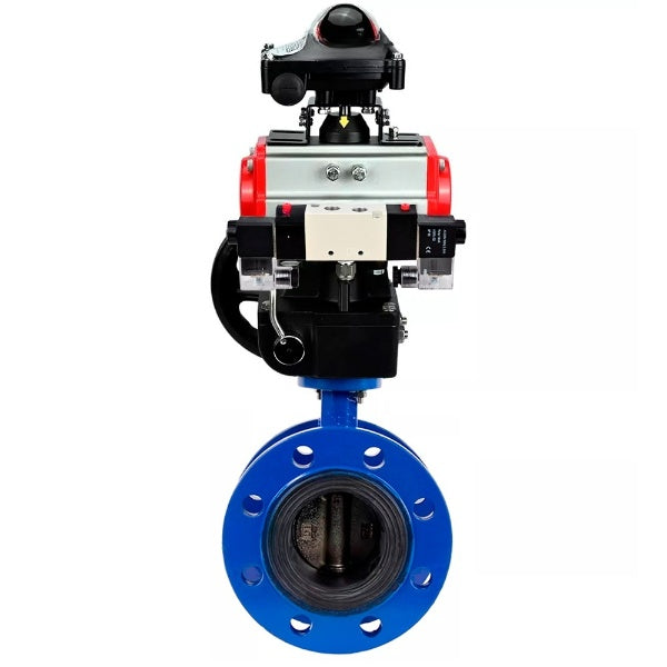 Vanne papillon d'eau Elephant WBV1331E-2W-FH, matériau du corps - Fonte GGG40/EN-GJS-400-15, matériau du disque - Acier inoxydable AISI 304, joint - EPDM, actionneur pneumatique PA-DA double action, 4V320-10 220V, BKV APL-210N, volant MON