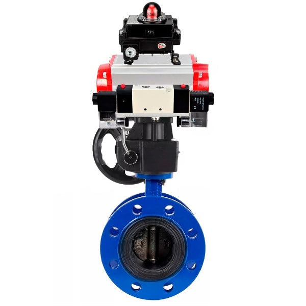 Vanne papillon d'eau Elephant WBV1331E-2W-FH, matériau du corps - Fonte GGG40/EN-GJS-400-15, matériau du disque - Acier inoxydable AISI 304, joint - EPDM, actionneur pneumatique PA-DA double action, 4V320-10 220V, BKV APL-410N EX, volant MON