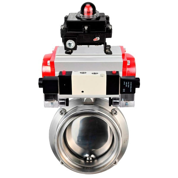 Water Butterfly valves Elephant WBV3131S-2W-T-H, body material - stainless steel AISI 304, seal - Silicon, with pneumatic actuator PA-DA, pneumatic distributor 4V320-10 220V, LSU APL-410N EX