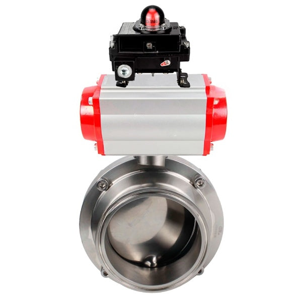 Water Butterfly valves Elephant WBV3131S-2W-C-H, body material - stainless steel AISI 304, seal - Silicon, with pneumatic actuator PA-DA-052 double action, LSU APL-410N EX