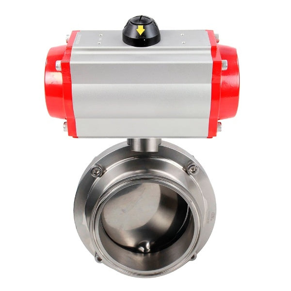 Water Butterfly valves Elephant WBV3131E-2W-C-H, body material - stainless steel AISI 304, seal - EPDM, with pneumatic actuator PA-DA-052 double action