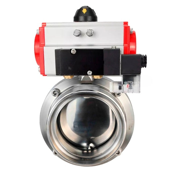 Water Butterfly valves Elephant WBV3131S-2W-T-H, body material - stainless steel AISI 304, seal - Silicon, with pneumatic actuator PA-DA-052 double action, 4M310-08 NAMUR 220V