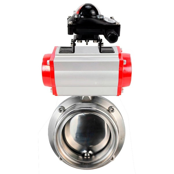 Water Butterfly valves Elephant WBV3131S-2W-T-H, body material - stainless steel AISI 304, seal - Silicon, with pneumatic actuator PA-DA-052 double action, LSU APL-210N