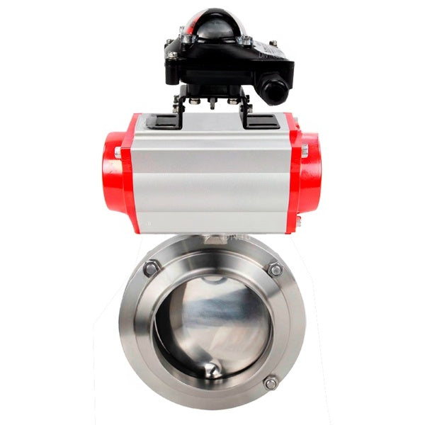 Water Butterfly valves Elephant WBV3131S-2W-W-H, body material - stainless steel AISI 304, seal - Silicon, with pneumatic actuator PA-DA-052 double action, LSU APL-210N