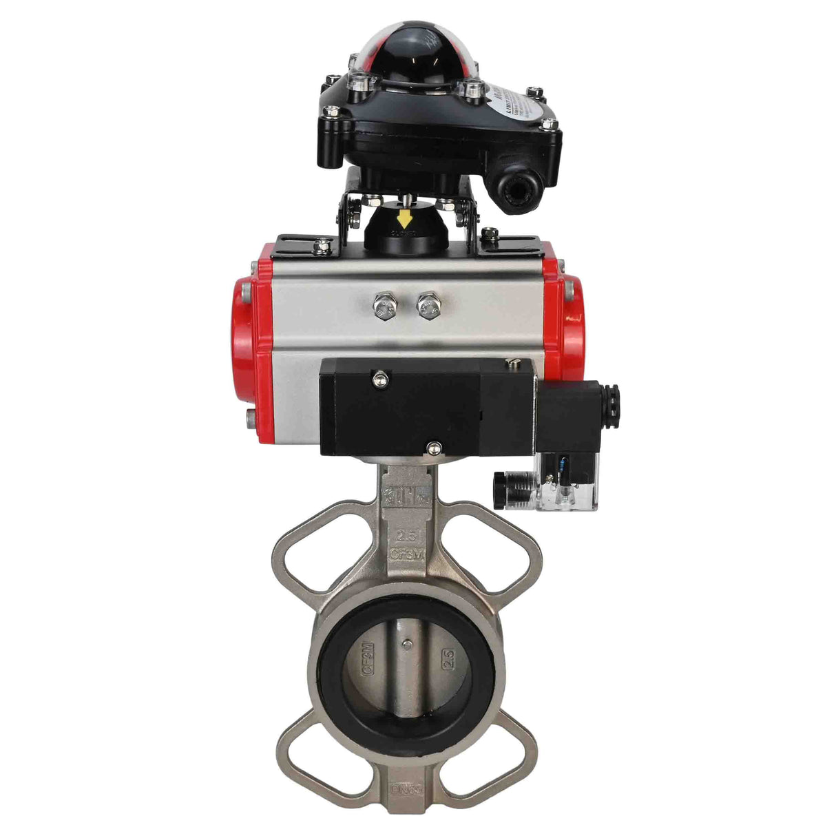 Water butterfly valve Elephant 316L-316L-EPDM body material - stainless steel aisi 316l, disk material - stainless steel AISI 316L, seal - EPDM with double-acting pneumatic actuator Elephant DA and pneumatic distributor 4M310-08 220V and limit switch