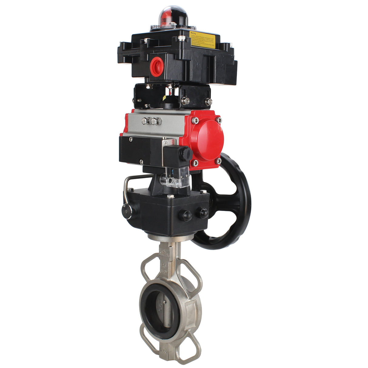 Water butterfly valve Elephant 316L-316L-NBR body material - stainless steel aisi 316l, disk material - stainless steel AISI 316L, seal - NBR with pneumatic actuator Elephant DA, with pneumatic distributor 4M310-08 220V, limit switch block APL-410N EX