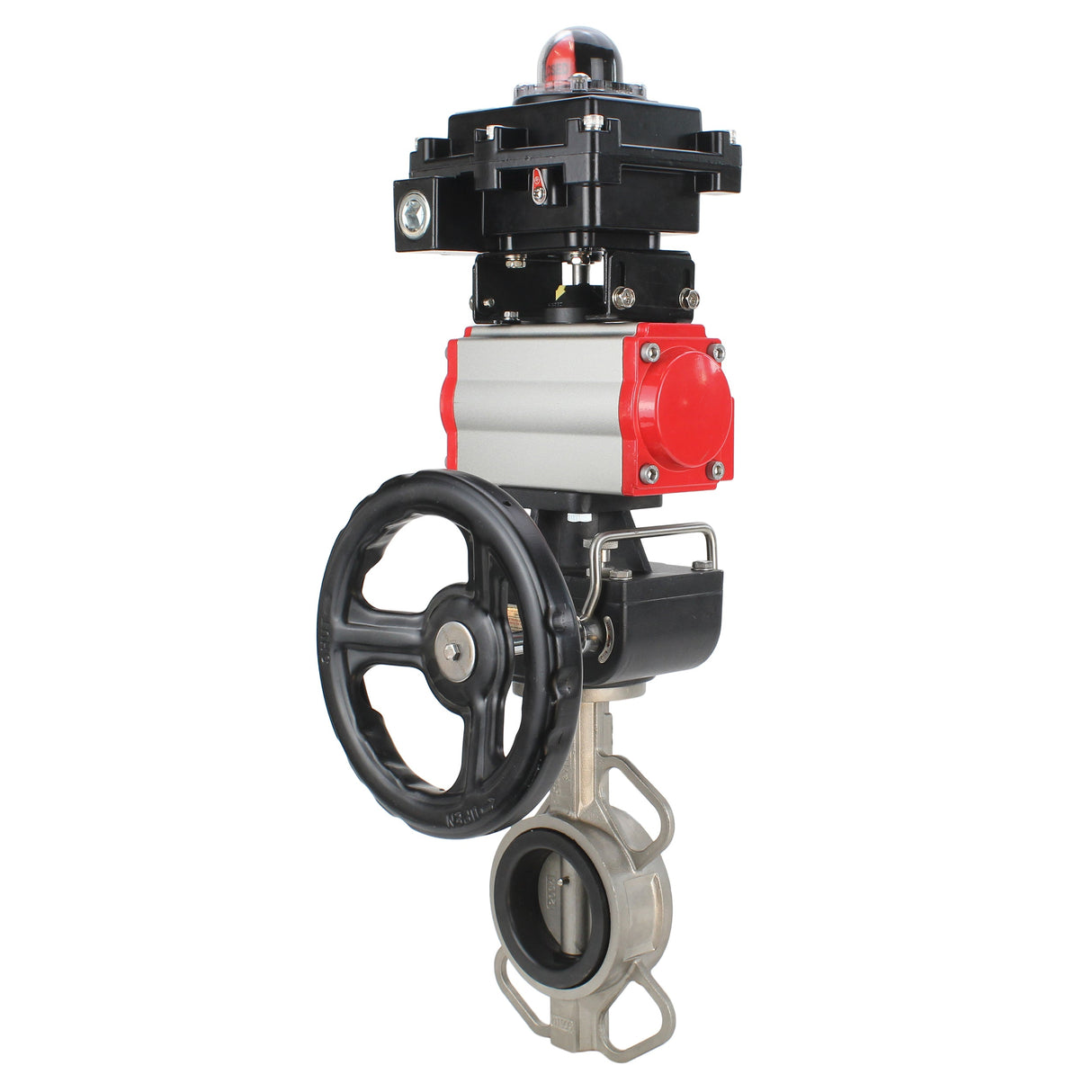 Water butterfly valve Elephant 316L-316L-VITON body material - stainless steel aisi 316l, disk material - stainless steel AISI 316L, seal - Viton with pneumatic actuator Elephant DA, pneumatic distributor 4M310-08 24V, limit switch block APL-410N EX