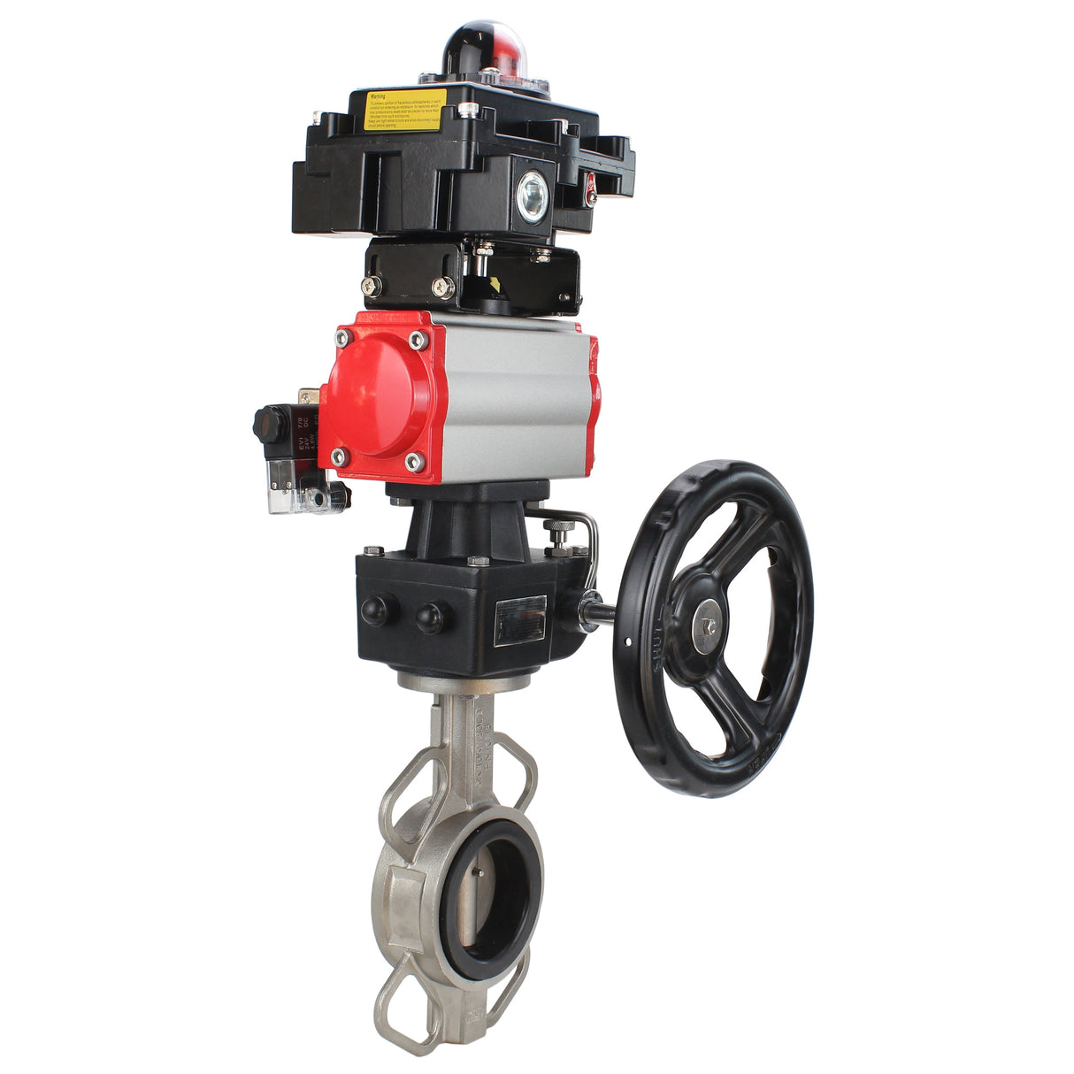 Water butterfly valve Elephant 316L-316L-EPDM body material - stainless steel aisi 316l, disk material - stainless steel AISI 316L, seal - EPDM with pneumatic actuator Elephant DA, with pneumatic distributor 4M310-08 220V, limit switch block APL-410N EX