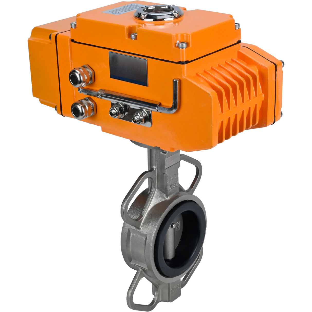 Vanne papillon d'eau Elephant 316L-316L-NBR matériau du corps - acier inoxydable aisi 316l, matériau du disque - acier inoxydable aisi 316l, joint - NBR avec actionneur électrique Elephant 220V, capteur de rétroaction et signal de commande d'entrée 0-10V