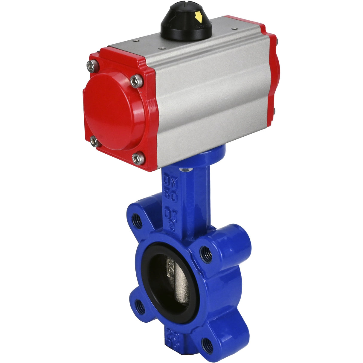 Vanne papillon d'eau Elephant WBV1616E-2W-Fb-H, matériau du corps - fonte QT450, matériau du disque - fonte QT450, joint - EPDM, actionneur pneumatique PA-SA avec ressorts de rappel