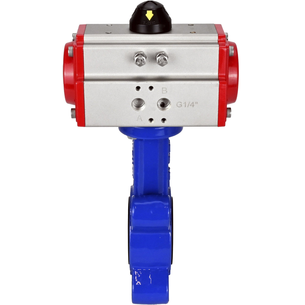 Vanne papillon d'eau Elephant WBV1616N-2W-Fb-H, matériau du corps - fonte QT450, matériau du disque - fonte QT450, joint - NBR, actionneur pneumatique PA-SA avec ressorts de rappel