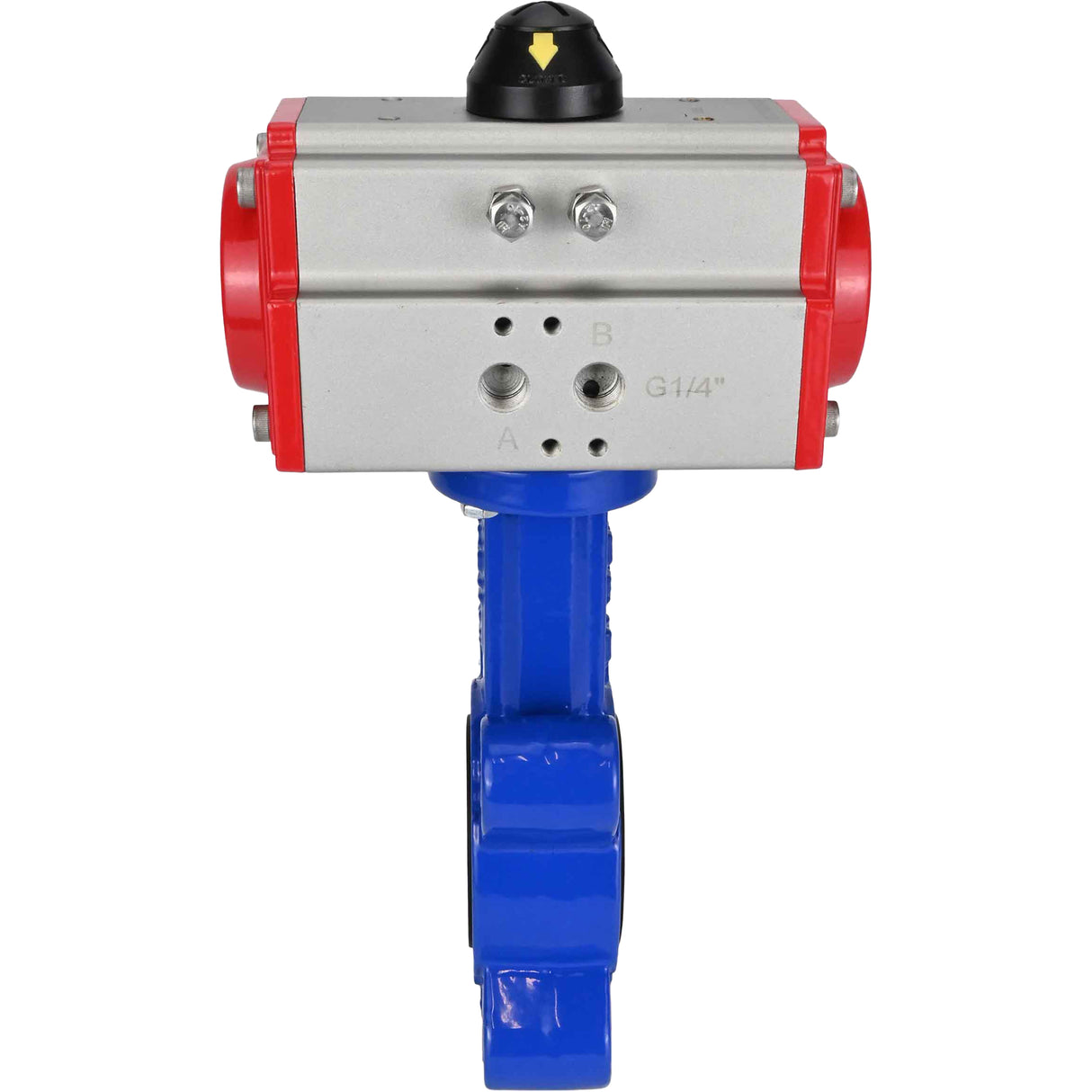 Vanne papillon d'eau Elephant WBV1631N-2W-Fb-H, matériau du corps - fonte QT450, matériau du disque - acier inoxydable AISI 304, joint - NBR, avec actionneur pneumatique double effet PA-DA