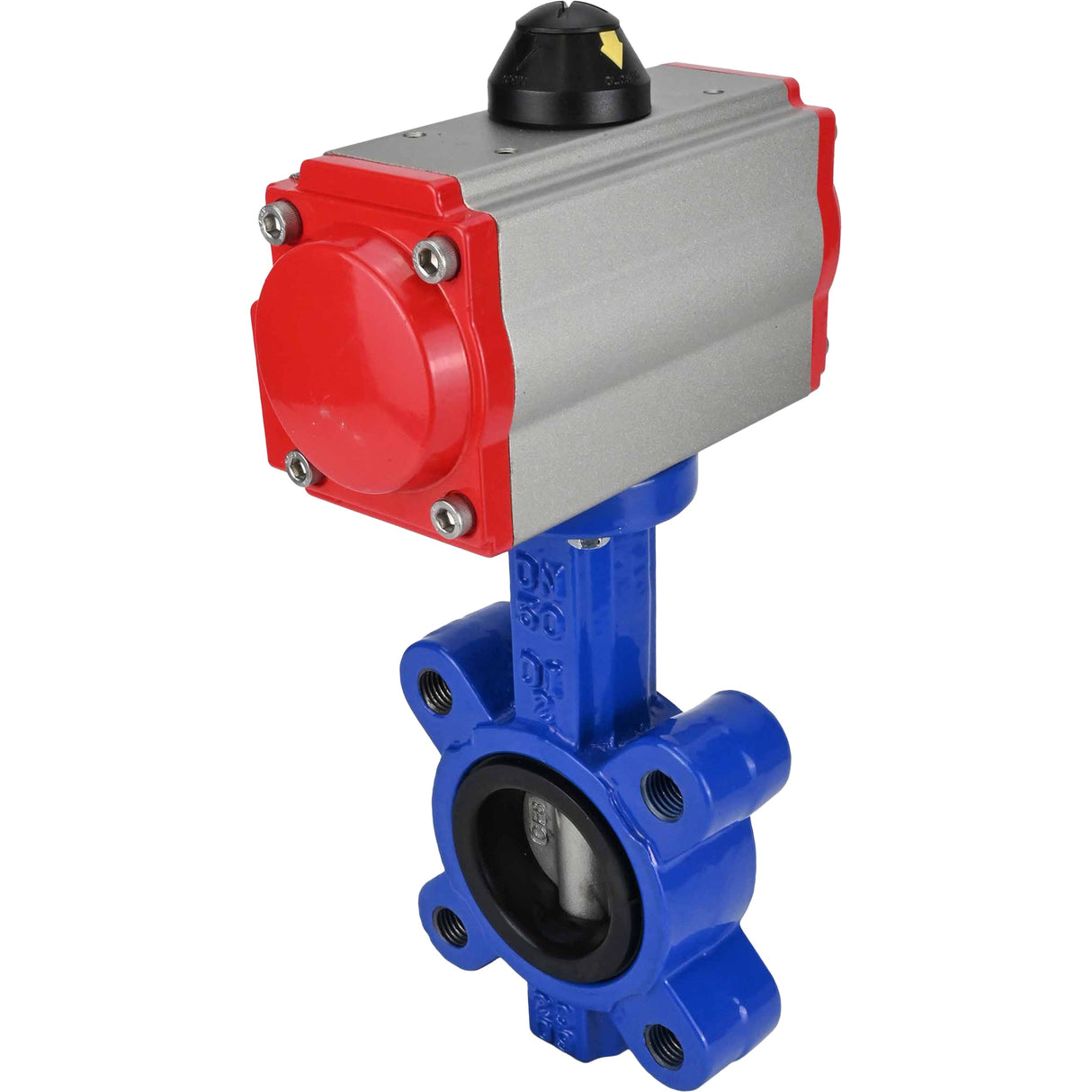 Vanne papillon d'eau Elephant WBV1631E-2W-Fb-H, matériau du corps - fonte QT450, matériau du disque - acier inoxydable AISI 304, joint - EPDM, actionneur pneumatique PA-SA avec ressorts de rappel