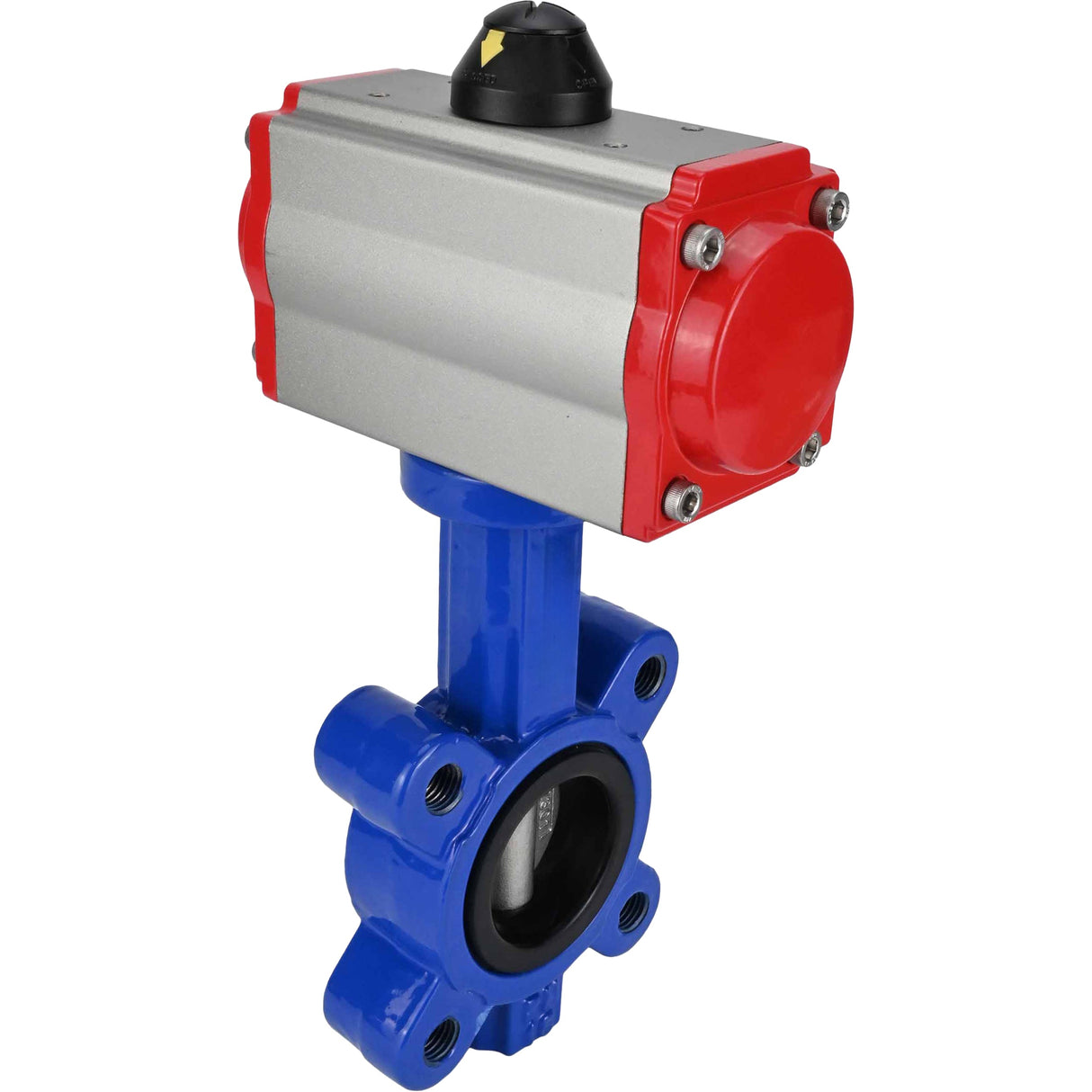 Vanne papillon d'eau Elephant WBV1631E-2W-Fb-H, matériau du corps - fonte QT450, matériau du disque - acier inoxydable AISI 304, joint - EPDM, actionneur pneumatique PA-SA avec ressorts de rappel