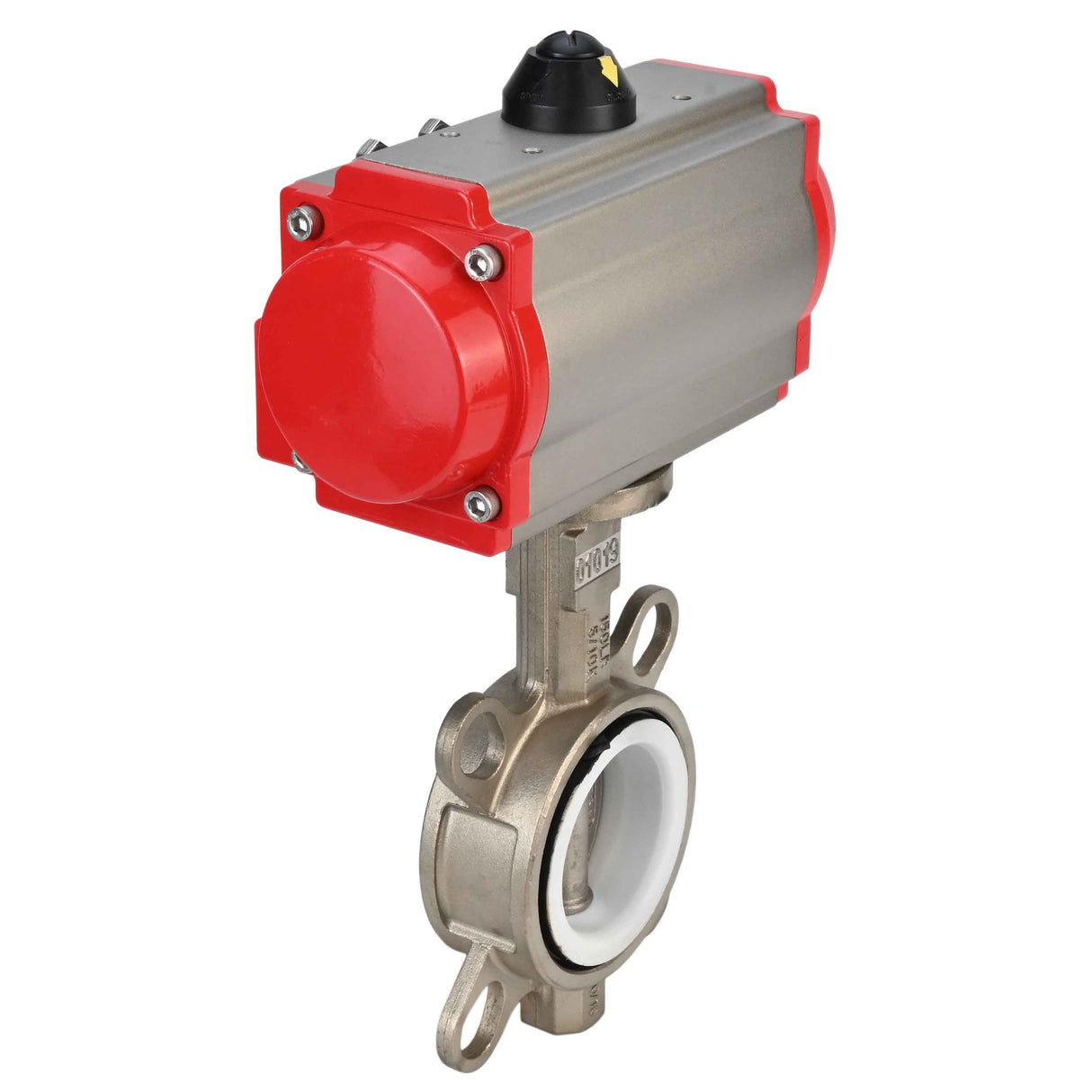 Vanne papillon d'eau Elephant WBV3131P-2W-Fb-H, matériau du corps - Acier inoxydable AISI 304, matériau du disque - Acier inoxydable AISI 304, joint - PTFE, actionneur pneumatique PA-SA avec ressorts de rappel