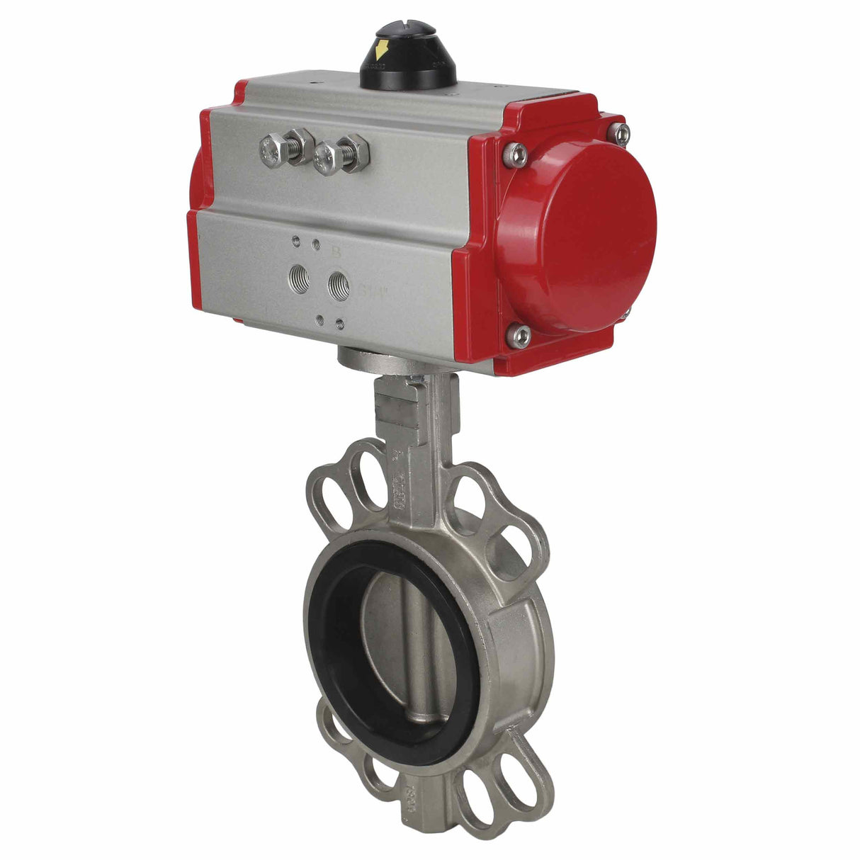 Vanne papillon d'eau Elephant WBV3131E-2W-Fb-H, matériau du corps - Acier inoxydable AISI 304, matériau du disque - Acier inoxydable AISI 304, joint - EPDM, actionneur pneumatique PA-SA avec ressorts de rappel