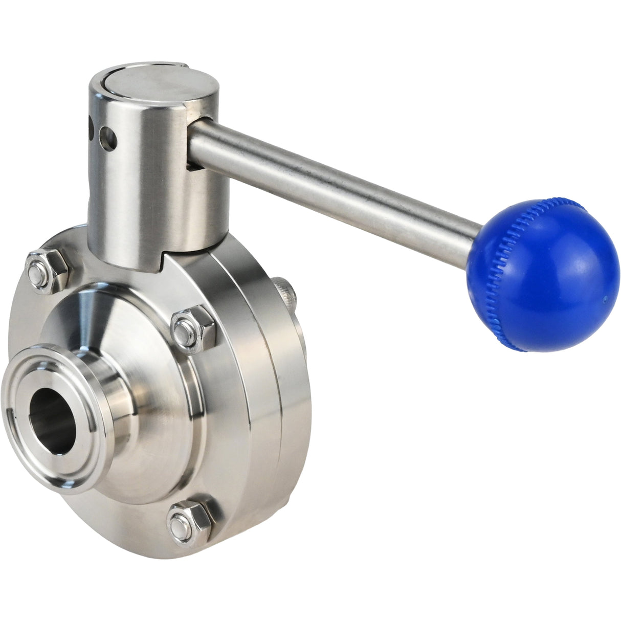 Vanne papillon d'eau Elephant WBV3131E-2W-CH, matériau du corps - Acier inoxydable AISI 304, matériau du disque - Acier inoxydable AISI 304, joint - EPDM, connexion - collier de serrage, poignée