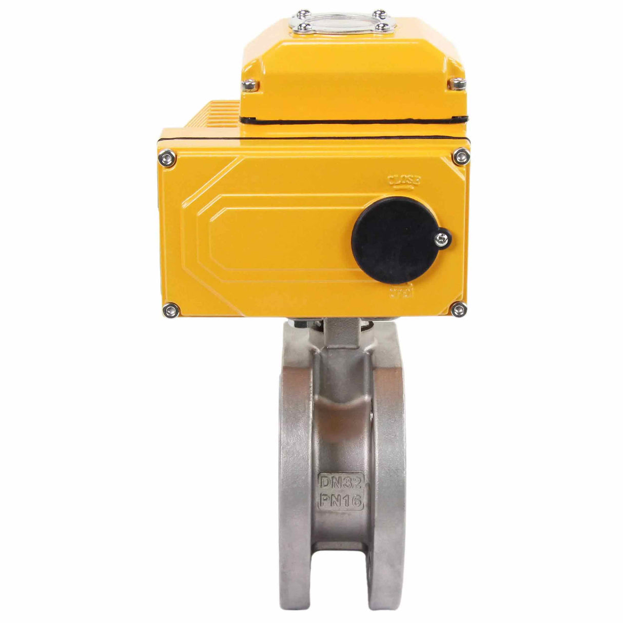 Válvula de bola de acero inoxidable Elephant BV3232P-FP-Fb PSI232, material del cuerpo - acero inoxidable AISI 316, sello - PTFE, paso completo, brida compacta, actuador eléctrico Elephant 380 V