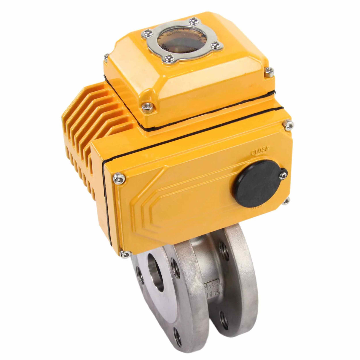 Válvula de bola de acero inoxidable Elephant BV3232P-FP-Fb PSI232, material del cuerpo - acero inoxidable AISI 316, sello - PTFE, paso completo, brida compacta, actuador eléctrico Elephant 380 V