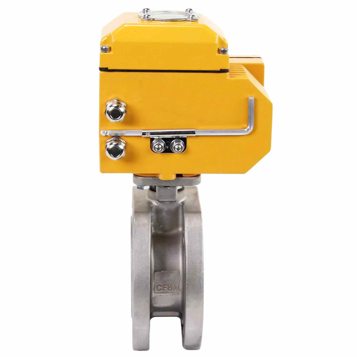 Válvula de bola de acero inoxidable Elephant BV3232P-FP-Fb PSI232, material del cuerpo - acero inoxidable AISI 316, sello - PTFE, paso completo, brida compacta, actuador eléctrico Elephant-003 24 V