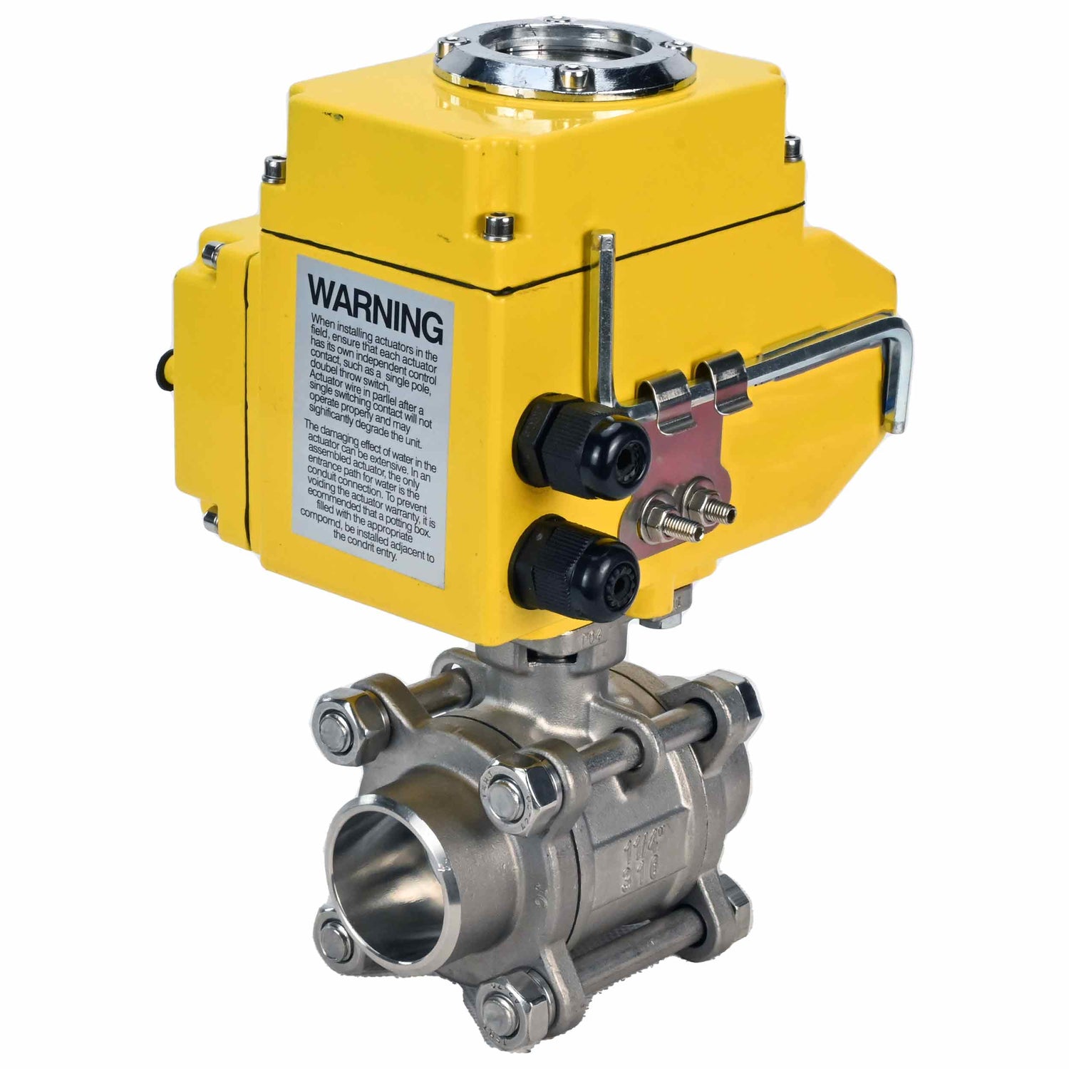 Válvula de bola de acero inoxidable Elephant BVPP 316.200-ISO PSI914 SS316 paso completo, para soldar, material del cuerpo - acero inoxidable, actuador eléctrico de cuarto de vuelta Elephant-003 220 V