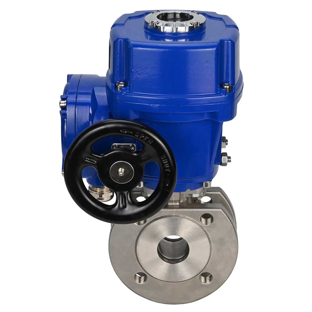 Válvula de bola de acero inoxidable Elephant-BVсFP.316.200 PSI232, paso completo, brida compacta, actuador eléctrico de cuarto de vuelta Elephant QT-W (M) 220 V