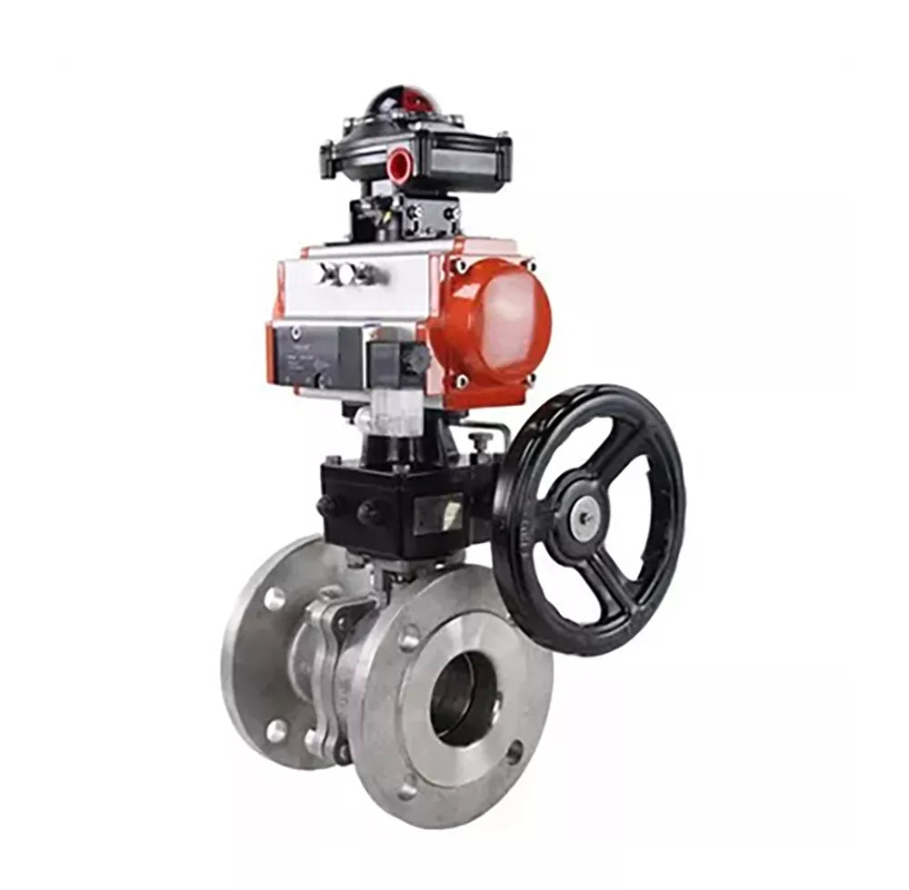 Ball valves Elephant BV3232P(2pc)-FP-F-ISO-H DN15-250 flanged, full bore, two-piece, stainless steel body. steel SS316, seal - PTFE, with pneumatic drive Elephant PA-DA 052-210 pneumatic distributor 4V320-10 gearbox MON BKV APL-510N-EX