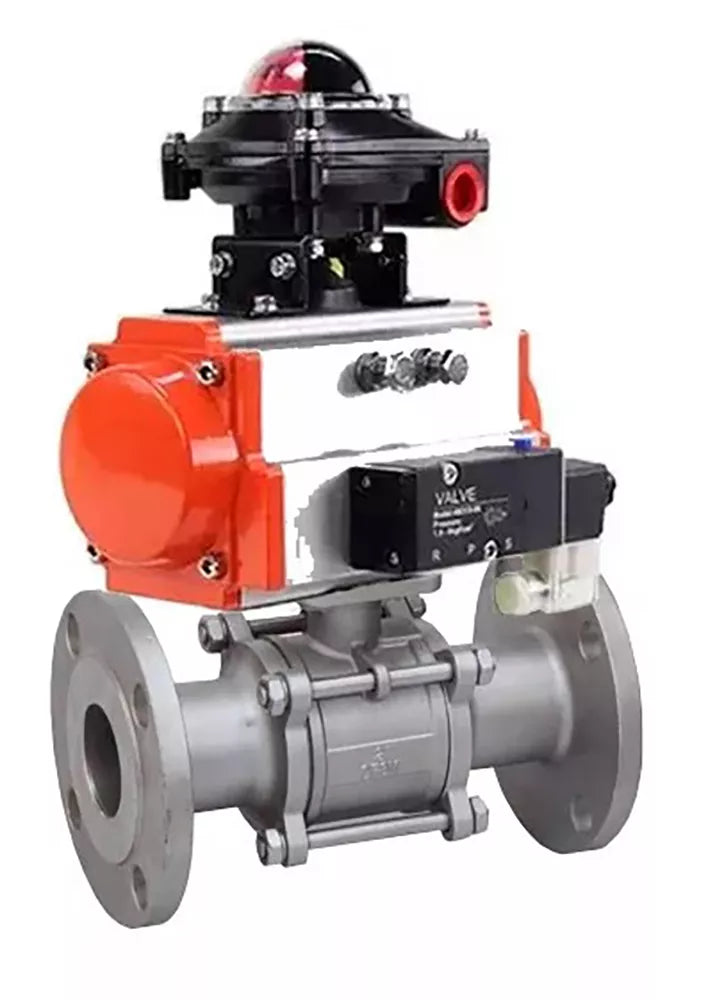 Ball valves Elephant BV3232P(2pc)-FP-F-ISO-H DN15-150 flanged, full bore, two-piece, body - stainless steel SS316, seal - PTFE, with pneumatic actuator Elephant PA-SA 052-210 pneumatic distributor 4M310- 08 24V BKV APL-510N-EX