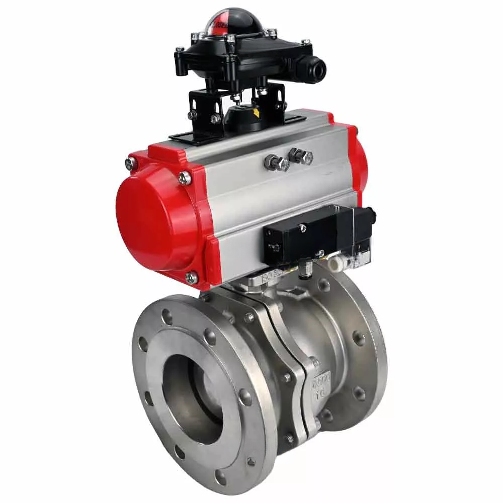 Ball valves Elephant BV3232P(2pc)-FP-F-ISO-R DN200-300 16 bar full bore flanged, body - stainless steel 316, with double-acting PA-DA pneumatic actuator, pneumatic distributor 4V320-10 220V and BKV APL-210N