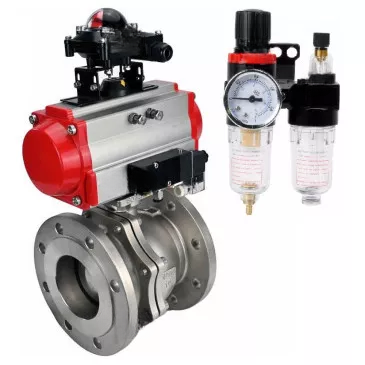 Ball valves Elephant BV3232P(2pc)-FP-F-ISO-R DN200-300 16 bar full bore flanged, body - stainless steel 316, with double-acting PA-DA pneumatic actuator, pneumatic distributor 4M310-08 24V, BKV APL-410N EX and BPV AFC2000