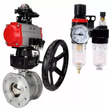 Ball valves Elephant BV3232P(2pc)-FP-F-ISO-R DN200-250 16 bar full bore flanged, body - stainless steel 316, with double-acting PA-DA pneumatic actuator, pneumatic distributor 4V320-08 220V, BKV APL-210N, MON gearbox -ISO and BPV AFC2000