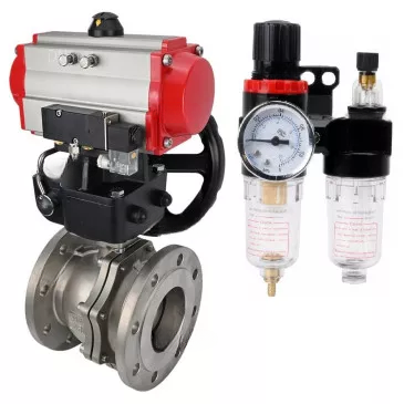 Ball valves Elephant BV3232P(2pc)-FP-F-ISO-R DN200-250 16 bar full bore flanged, body - stainless steel 316, with double-acting PA-DA pneumatic actuator, pneumatic distributor 4M310-08 220V, MON-ISO reducer and BPV AFC2000