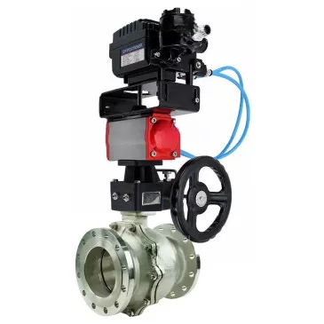Ball valves Elephant BV3232P(2pc)-FP-F-ISO-R DN200-250 16 bar full bore flanged, body - stainless steel 316, with double-acting PA-DA pneumatic actuator, YT-1000RSN pneumatic positioner and MON-ISO reducer