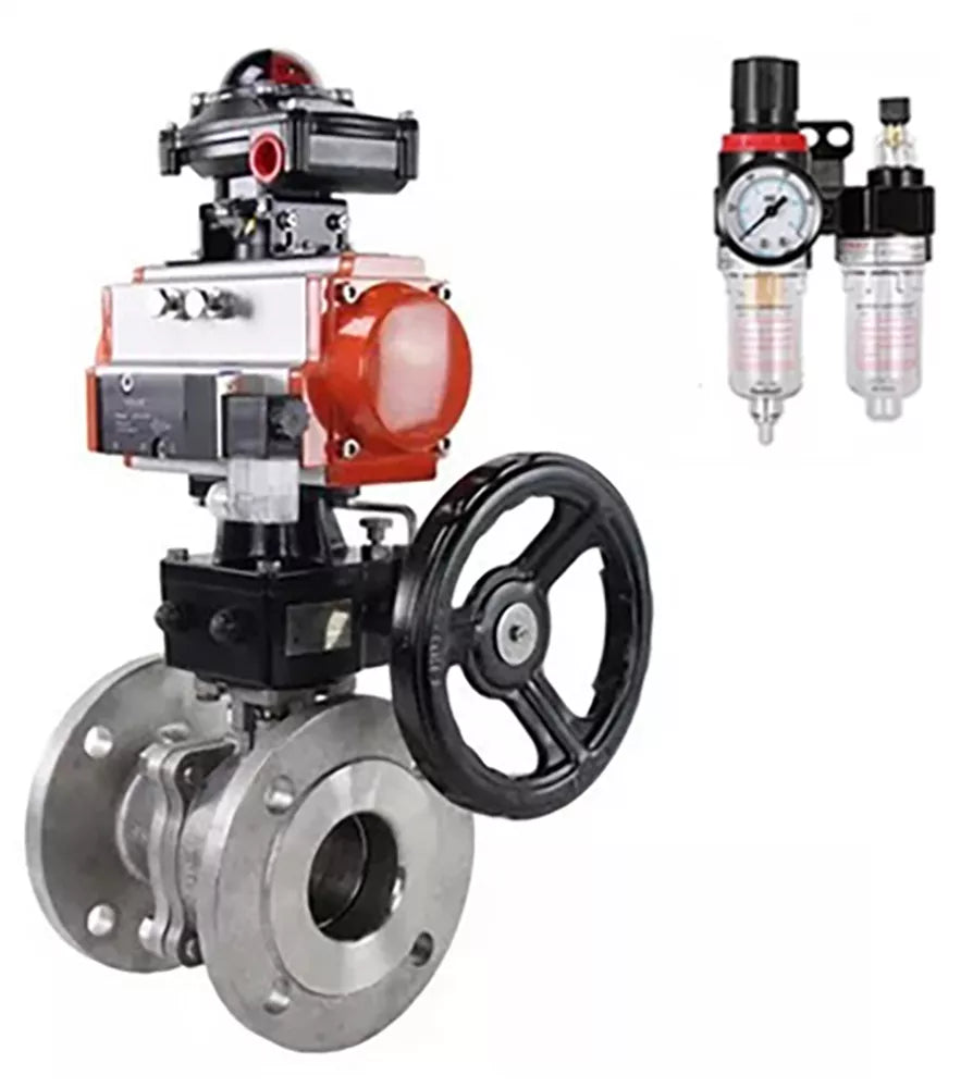 Ball valves Elephant BV3232P(2pc)-FP-F-ISO-H DN15-250 flanged, two-piece, body - stainless steel SS316, seal - PTFE, with pneumatic drive PA-DA-052-210 pneumatic distributor 4M310-08 220V reducer MON BPV AFC2000 BKV APL-510N-EX