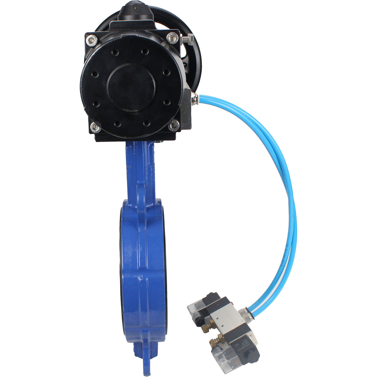 Vanne papillon d'eau Elephant WBV1132N-2W-Fb matériau du corps - Fonte GG25/EN-GJL-250, matériau du disque - Acier inoxydable AISI 316L/1.4404, joint - NBR avec actionneur pneumatique double effet PA-DA-105-1, distributeur pneumatique 4V320-10 220V