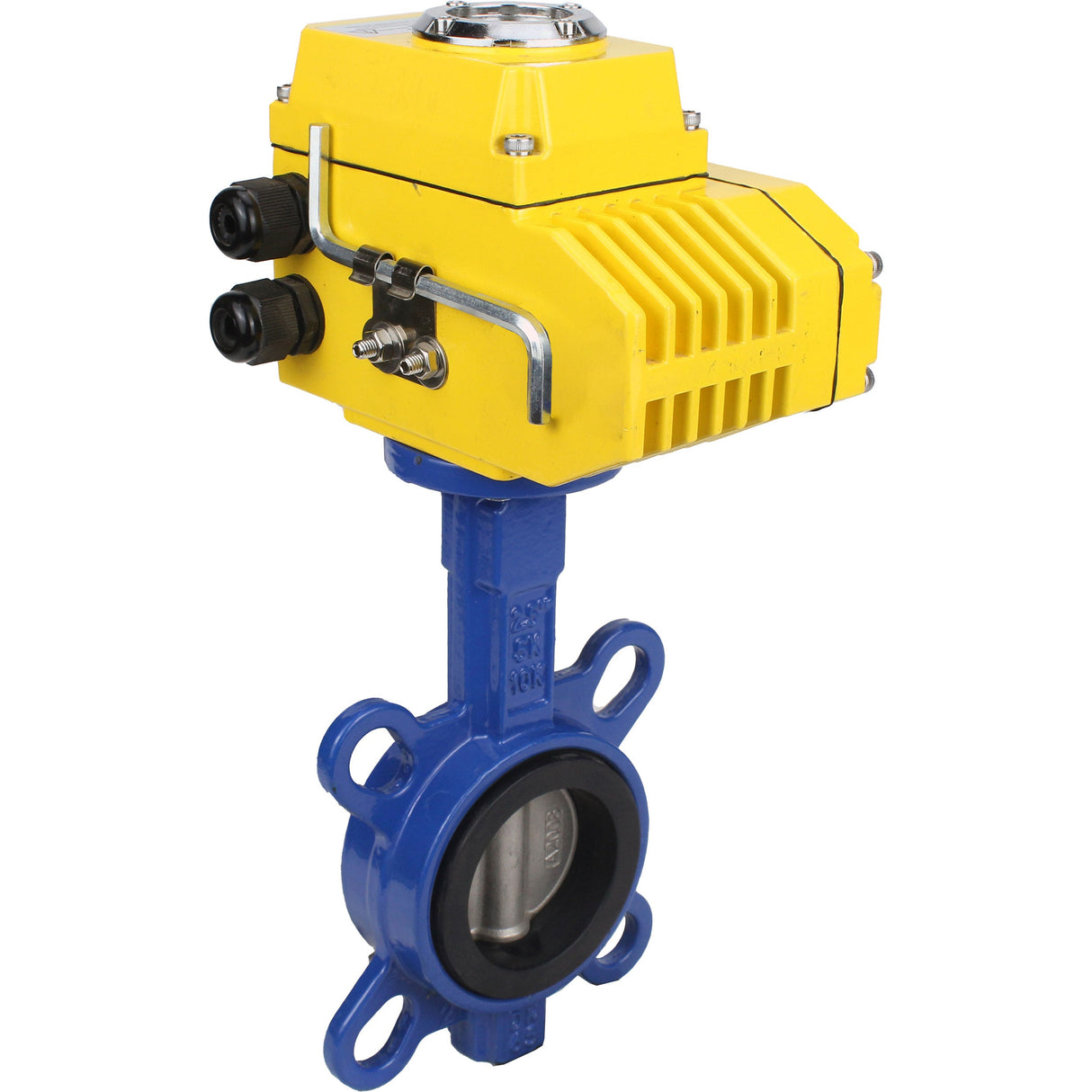 Válvula de mariposa de agua Elephant ggg50-316l-epdm-elephant-24v, material del cuerpo - hierro fundido GGG50, material del disco - acero inoxidable AISI 316L, sello - EPDM, actuador eléctrico operado