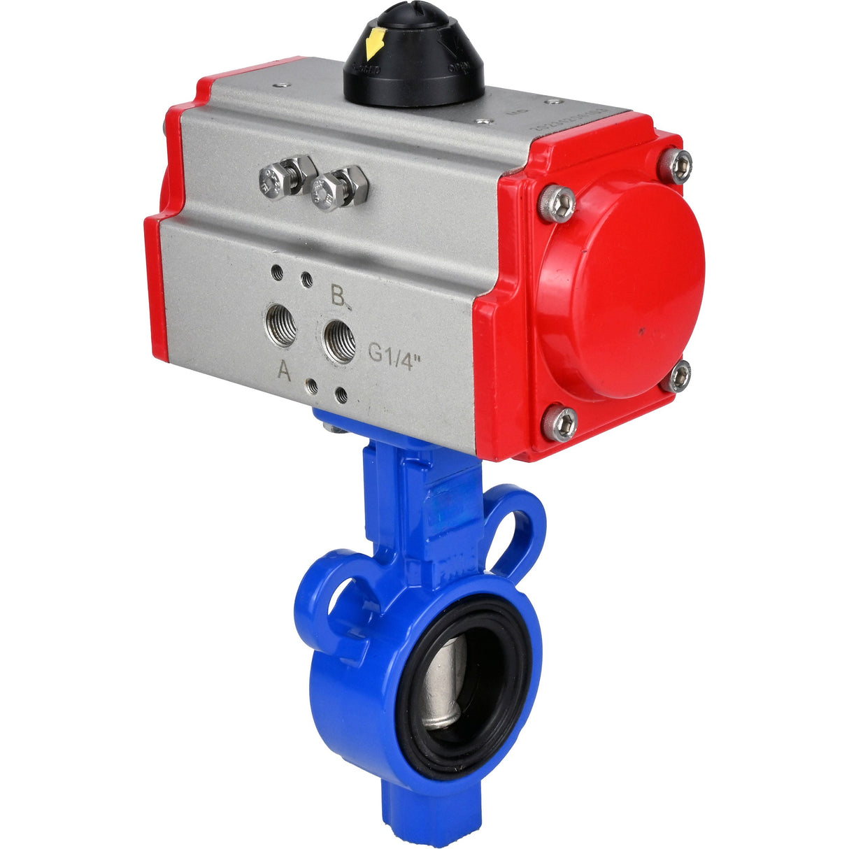 Válvula de mariposa de agua Elephant al-316l-epdm-elephant-sa, material del cuerpo - aleación de aluminio, material del disco - acero inoxidable AISI 316L, sello - EPDM, actuador neumático operado