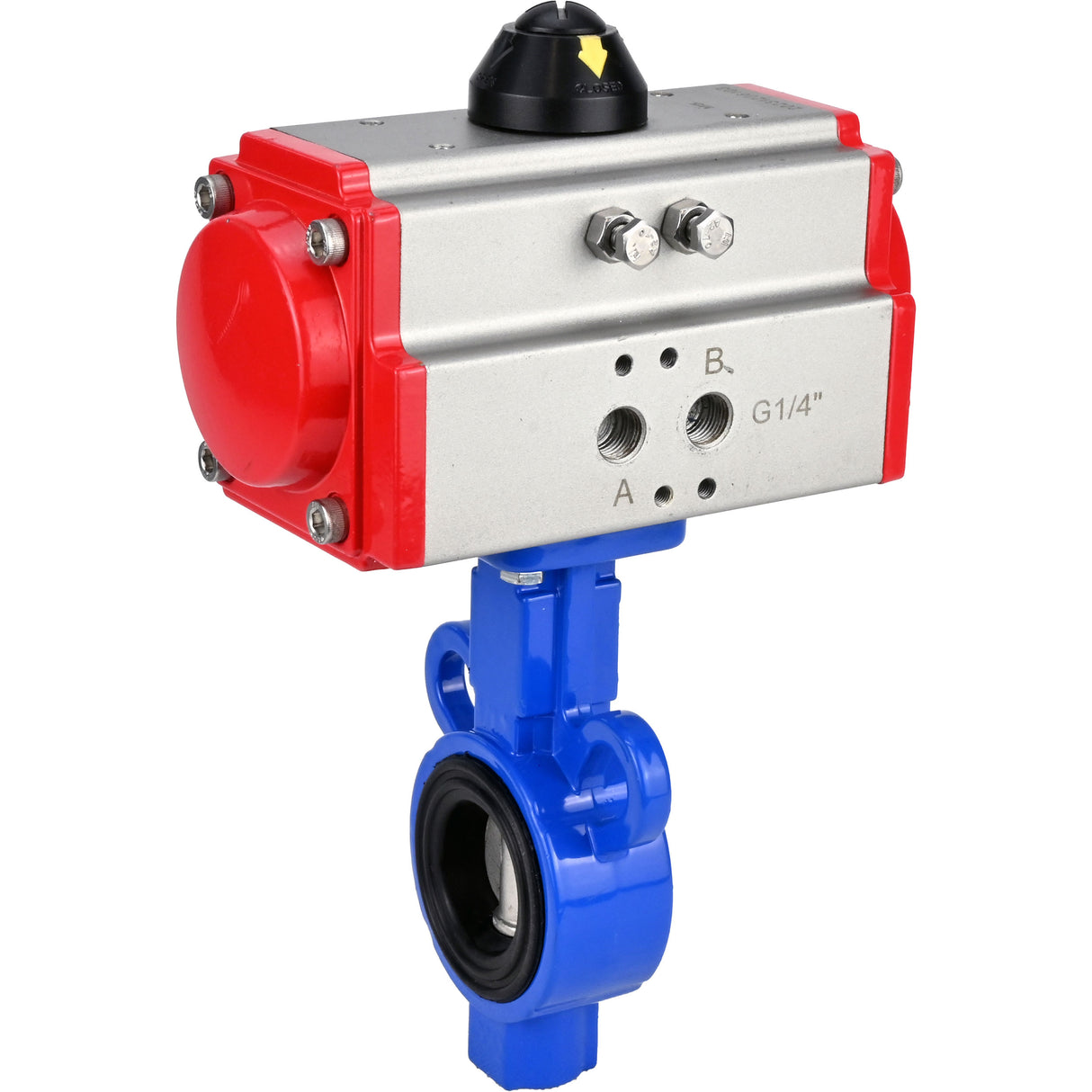 Válvula de mariposa de agua Elephant al-316l-epdm-elephant-da, material del cuerpo - aleación de aluminio, material del disco - acero inoxidable AISI 316L, sello - EPDM, actuador neumático operado