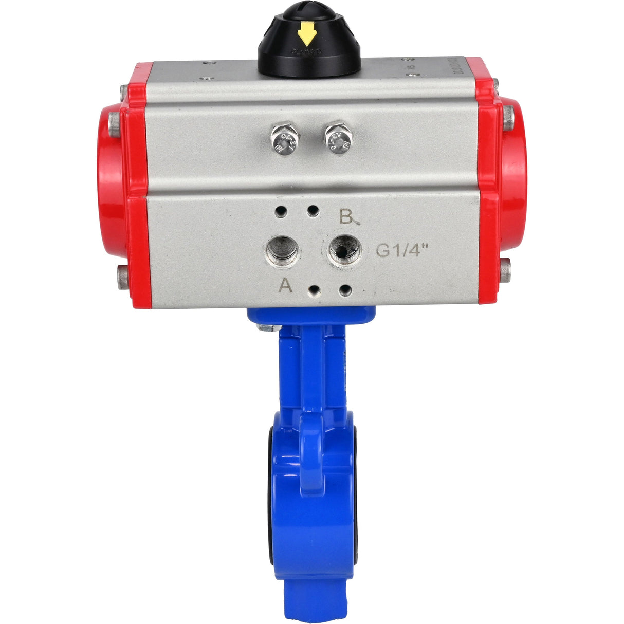 Válvula de mariposa de agua Elephant al-316l-epdm-elephant-da, material del cuerpo - aleación de aluminio, material del disco - acero inoxidable AISI 316L, sello - EPDM, actuador neumático operado