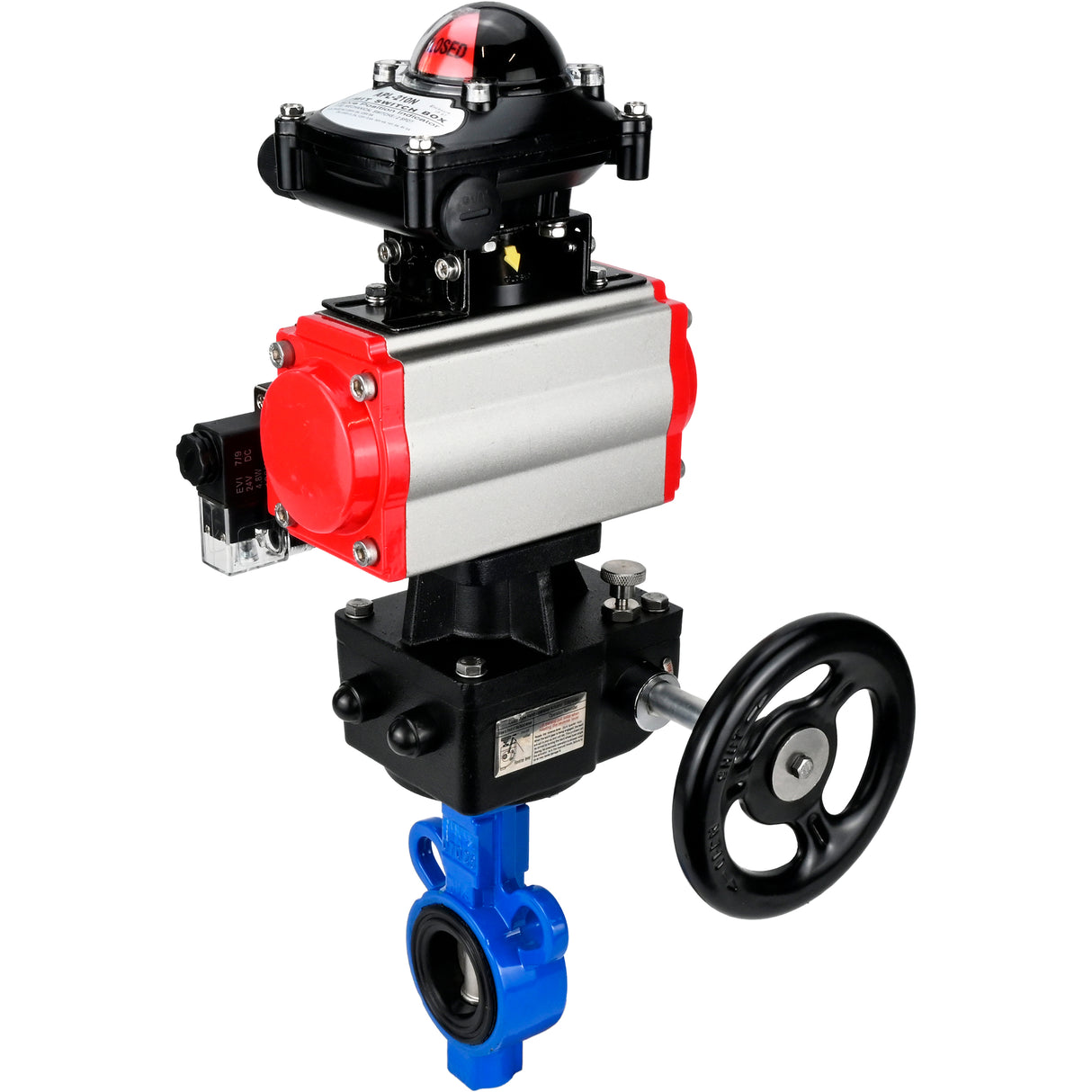 Válvula de mariposa de agua Elephant al-316l-epdm-elephant-da-4m310-110/220-apl210n-hdm, material del cuerpo - aleación de aluminio, material del disco - acero inoxidable AISI 316L, sello - EPDM, actuador neumático operado