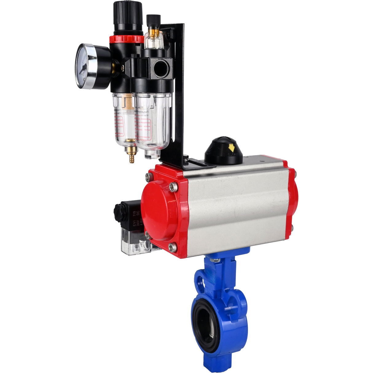 Válvula de mariposa de agua Elephant al-316l-epdm-elephant-da-4m310-110/220-afc2000, material del cuerpo - aleación de aluminio, material del disco - acero inoxidable AISI 316L, sello - EPDM, actuador neumático operado