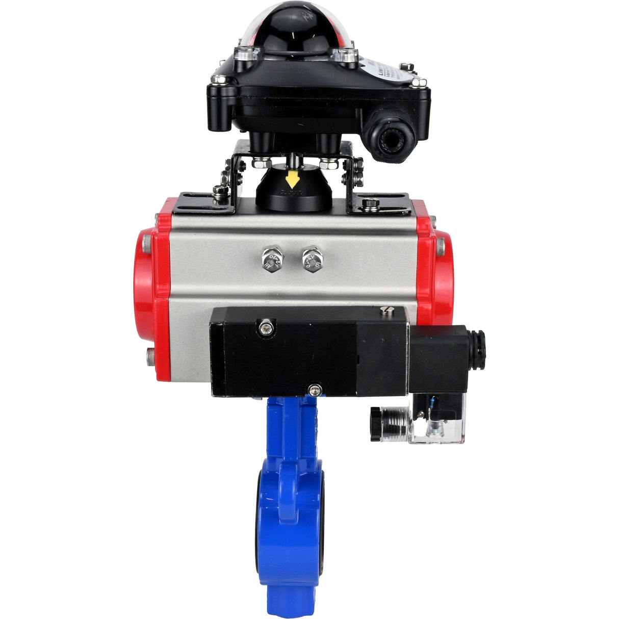 Válvula de mariposa de agua Elephant al-316l-epdm-elephant-da-4m310-110/220-apl210n, material del cuerpo - aleación de aluminio, material del disco - acero inoxidable AISI 316L, sello - EPDM, actuador neumático operado