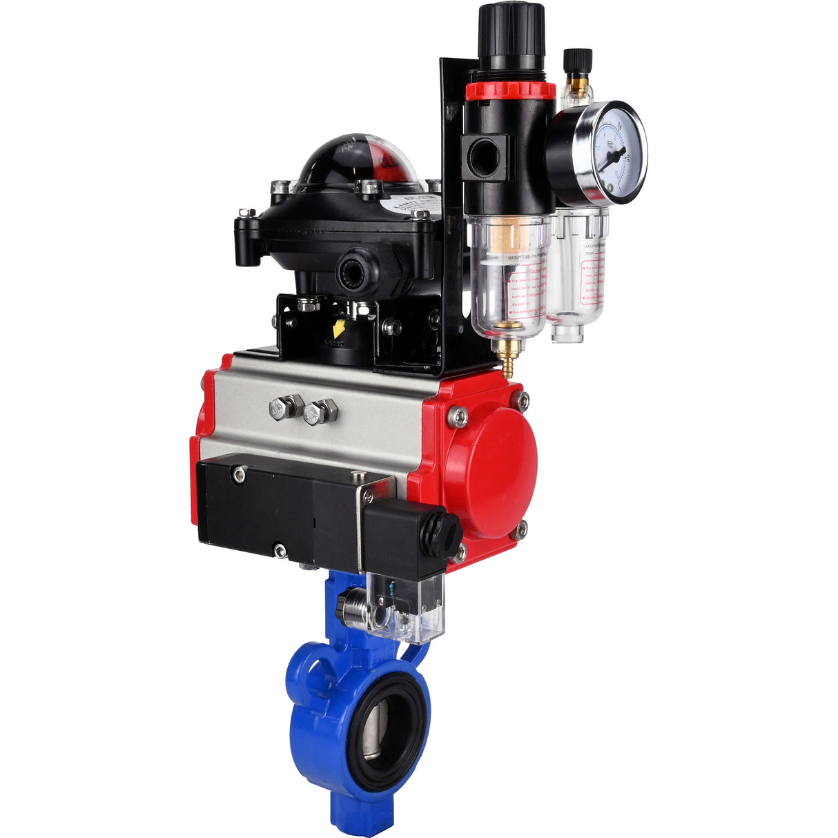 Válvula de mariposa de agua Elephant al-316l-epdm-elephant-da-4m310-110/220-apl210n-afc2000, material del cuerpo - aleación de aluminio, material del disco - acero inoxidable AISI 316L, sello - EPDM, actuador neumático operado