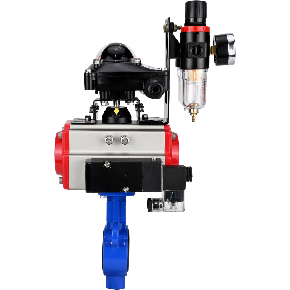 Válvula de mariposa de agua Elephant al-316l-epdm-elephant-da-4m310-110/220-apl210n-afc2000, material del cuerpo - aleación de aluminio, material del disco - acero inoxidable AISI 316L, sello - EPDM, actuador neumático operado