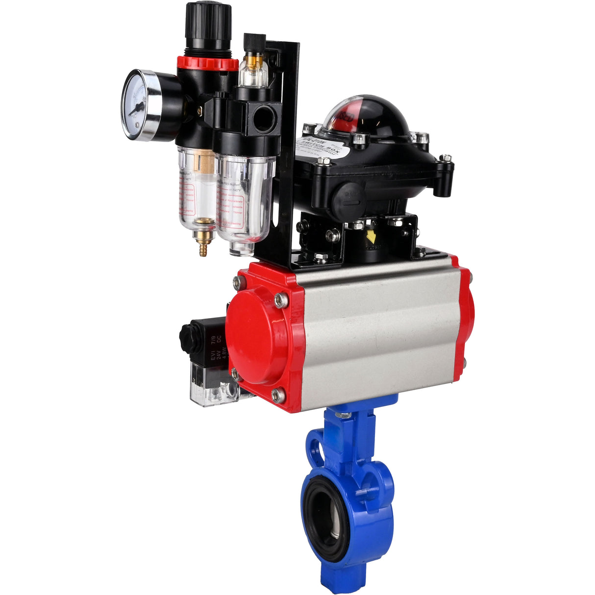 Válvula de mariposa de agua Elephant al-316l-epdm-elephant-da-4m310-110/220-apl210n-afc2000, material del cuerpo - aleación de aluminio, material del disco - acero inoxidable AISI 316L, sello - EPDM, actuador neumático operado