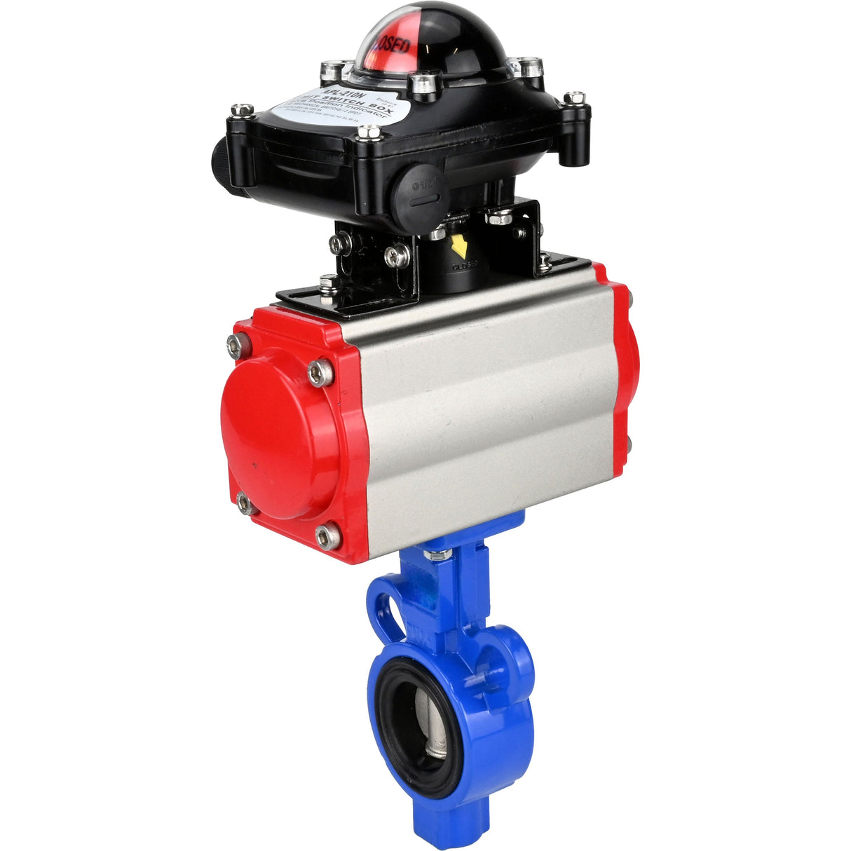 Válvula de mariposa de agua Elephant al-316l-epdm-elephant-da-apl210n, material del cuerpo - aleación de aluminio, material del disco - acero inoxidable AISI 316L, sello - EPDM, actuador neumático operado