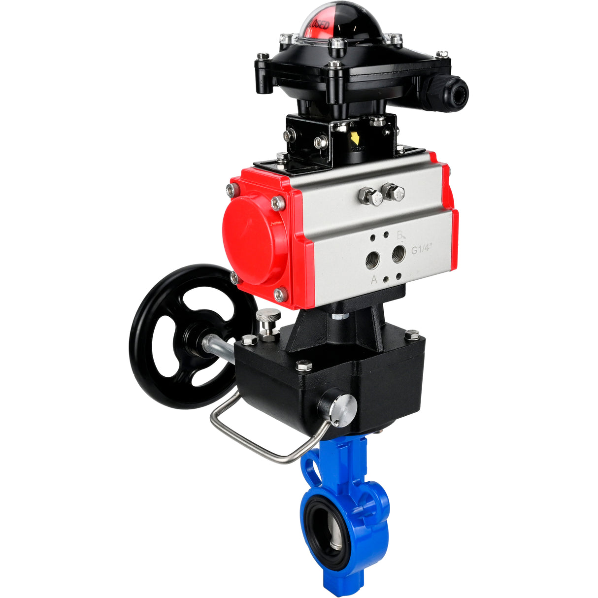 Válvula de mariposa de agua Elephant al-316l-epdm-elephant-da-apl210n-hdm, material del cuerpo - aleación de aluminio, material del disco - acero inoxidable AISI 316L, sello - EPDM, actuador neumático operado